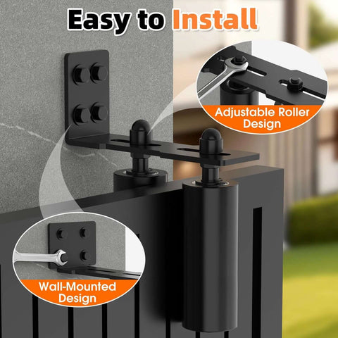 Sliding Gate Roller Guide Kit With Heavy Duty 6 Inch Adjustable Nylon Wheels And Rust Proof L Bracket for sliding gates.