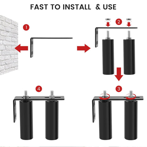 Installation guide for 6"Gate Roller Guide,Sliding Gate Hardware with L-Sliding Gate Brackets,Sliding Gate Kit showing mounting steps