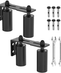 Sliding Gate Roller Guide Set With Heavy Duty Steel L Bracket And Adjustable Four Inch Nylon Support For Rolling Gates Doors Wood And Garage Black Two Pack Built From Sturdy Five Millimeter Steel For Superior Durability And Precise Alignment.