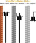 Diagram showing 2 Pack Gate Roller Guide, Sliding Gate Hardware with L-Sliding Gate Brackets, adjustable up to 2.4 inches.