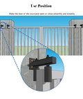 Sliding Gate Rollers And Guide Kit With Four Inch Nylon Wheel Heavy Duty Steel Bracket For Sliding And Rolling Gates Adjustable Bracket Opens Up To Five Point Seven Inches Provides Smooth Quiet Operation And Durable Rust Resistant Construction installed on fence