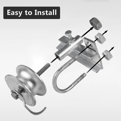 Five Inch Sliding Gate Rollers Two Pack For Chain Link Gates, Compatible With Two Inch Gate Frame And One And Five Eighths Inch Track Pipe, Galvanized Steel Wheel Hardware For Durable, Rust Resistant Gate Operation, Easy to Install