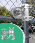 Sliding Gate Rollers Set With Five Inch Wheels For Two Inch Gate Frames And One And Five Eighths Inch Track Pipe Heavy Duty Malleable Iron Gate Hardware