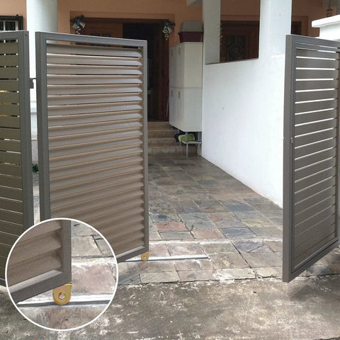 Outdoor gate with 4 Pack Sliding Gate Wheels With 2.5 Inch V Groove Caster And 360 Degree Rotational Stem For Foldable Sliding Gates