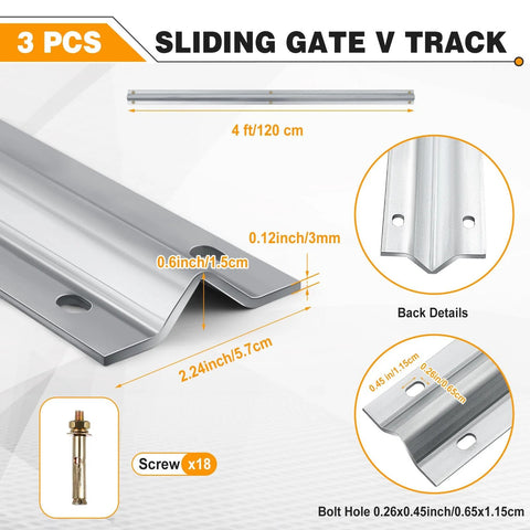 12 Ft V Track Galvanized Inverted V Track With Hardware Kit For Sliding Gates And Doors Heavy Duty Rail for gates and doors