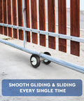 6" Heavy Duty Sliding Gate Wheel for Metal Tube Gate, 600 lb Capacity Chain Link Fence Gate Wheel in action