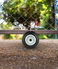 6" Heavy Duty Sliding Gate Wheel for Metal Tube Gate, 600 lb Capacity Chain Link Fence Gate Wheel installed on a gate