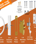 Sliding Glass Door Handle Replacement Kit In All Aluminum Mortise Style, Reversible And Non-Keyed with screws and components