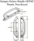 10 Inch Sliding Patio Glass Door Offset White Pull Handle Set Replacement Non Keyed Fits 3 15/16 Inches Hole Spacing