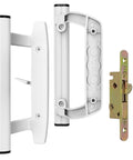 Sliding Glass Door Handle Replacement Kit With White Mortise Handle And Non Keyed Lock All Aluminum Construction Reversible Mortise Style