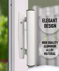 Sliding Glass Door Handle Replacement Kit With White Mortise Handle And Non Keyed Lock All Aluminum Construction installed on glass door