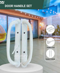 10 Inch Sliding Patio Glass Door Offset White Pull Handle Set Replacement Non Keyed Fits 3 15/16 Inches Hole Spacing and 1 1/4 To 2 1/4 Inches Door Thickness Four Hole Pattern Escutcheon Plate Height 10 Inches