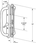Diagram of 10 Inch Sliding Patio Glass Door Offset White Pull Handle Set Replacement Non Keyed Fits 3 15/16 Inches Hole Spacing