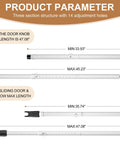 Dimensions of Sliding Glass Door Security Bar, Patio Door Barricade Security Bar, Apartment BarSliding Door Security Bar, Door Jammer, White