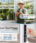 Person using Sliding Door Smart Lock With Fingerprint And Six In One Access Pin Code RFID Card Physical Key App Control And One Time Code Durable Mortise Lock With Handle For Sliding Glass And Patio Doors Supports Up To 300 Users For Homes And Rentals outdoors