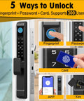 Sliding Glass Door Lock With Five Unlock Methods Including Fingerprint Passcode RFID Card Bluetooth App And Backup Key