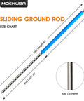 Heavy Duty Sliding Grounding Rod For Electronic Locating Equipment, Stainless Steel Construction, features size chart
