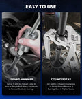 Using 2 in 1 Blind Hole Bearing Puller & Bushing Press Kit with sliding hammer and counterstay tools for bearing removal