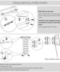 Installation steps diagram for 12 Foot Sliding Library Ladder Hardware Kit For Black Retractable Rolling Ladder With Braking Casters Adjustable Upright Position Max Load 300 Pounds No Ladder Included All In One Kit For Easy Weekend Installation