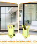 Four Pcs Sliding Mirror Closet Door Rollers Replacement Kit with Metal Wardrobe Door Wheels for Sliding Mirror Doors