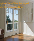 Mortise Style Reversible Sliding Patio Door Handle Set With Oak Wood Interior Handle And Exterior Pull In White Diecast Finish