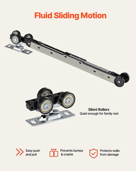 Hardware kit for Sliding Pocket Door 30 X 80 With 5 Lite Frosted Glass And Hardware Kit Solid Wood And MDF Slab Waterproof Surface
