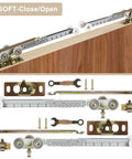Sliding Pocket Door Soft Close Hanger Replacement Kit 1060 with 1 Inch Nylon Ball Bearing Wheels on wood installation