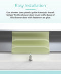 Sliding Shower Door Bottom Guide With Half Inch Channel For Top Hung Tub Enclosure Doors, Glass Shower Door Track Guide, Replacement Parts For Glass Thickness Up To Seven Sixteenths Inch, Durable Hardware, easy installation view showing plastic guide with fastener