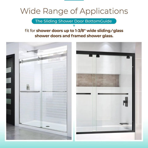 Sliding Shower Door Bottom Guide For Glass Sliding Doors Three Inches Long By One And Three Eighths Inches Wide Grey PVC Track Guide shown installed
