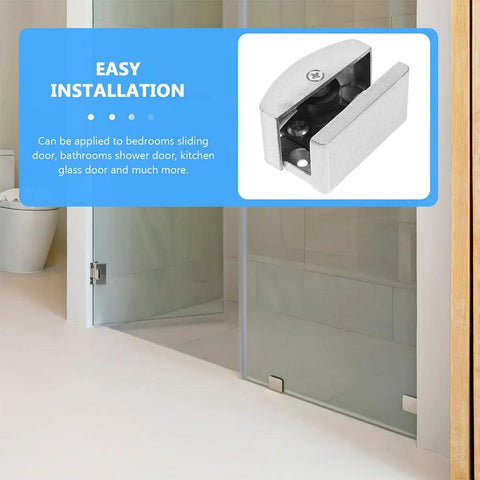 Adjustable Sliding Shower Door Bottom Guide 2 Pack Glass Door Stopper for Bathroom Track Hardware Anti Swing Limiter installed in bathroom