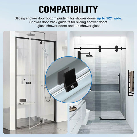 Sliding Shower Door Bottom Guide For Glass Top Hung Sliding Doors, One Half Inch Wide Track Guide With Divider Glides