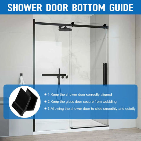 Sliding Shower Door Bottom Guide For Glass Top Hung Sliding Doors, One Half Inch Wide Track Guide With Divider Glides shown installed