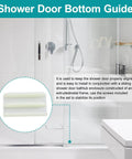 Installed Sliding Shower Door Bottom Track with inset view of Glass Shower Door Plastic Track M6219, suitable for 7/16-inch thick glass.