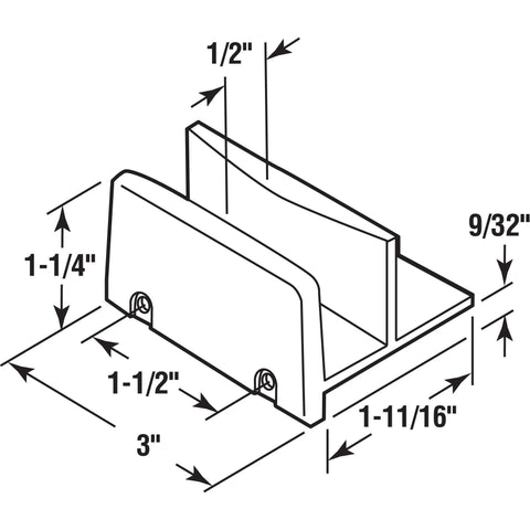 Sliding Shower Door Bottom Guide Gray Plastic With Half Inch Channel Keeps Door Panels Centered On The Base Frame Durable Construction Includes Mounting Hardware Two Pack Ideal For Replacing Worn Guides In Most Standard Sliding Shower Doors And Maintains diagram with dimensions
