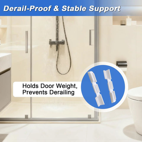 2 Pack Sliding Shower Door Bottom Guide Tracks White Nylon Sill Replacement for Glass Sliding Shower Doors in bathroom