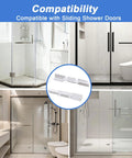 2 Pack Sliding Shower Door Bottom Guide Tracks White Nylon Sill Replacement shown with various glass doors