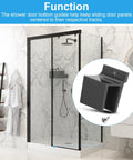 Bathroom shower with sliding glass doors featuring Sliding Shower Door Bottom Track With One Half Inch Channel Black Finish.