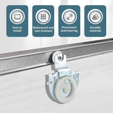 4 Piece Sliding Wardrobe Door Roller Kit With Two Roller Types And 8 Screws For Smooth Quiet Closet Cabinet Sliding Includes 2.2 Cm Wheel Diameter And Offset Width 0.95 Cm And 0.44 Cm Easy To Install roller installed on track.