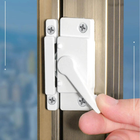 Two Piece Sliding Window Lock Cam Sash Lock For Double Sliding Windows Vinyl Sash Lock And Keeper Replacement installed on window