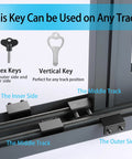 4 Pack Sliding Window Locks With Key showing lock and key components for sliding doors and windows on multiple tracks
