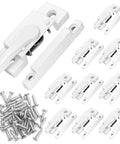 10 Pack Sliding Window Sash Locks Cam Action White For Vertical And Horizontal Sliding Windows Double Hung Window Sash Lock Set Left Or Right Opening Enhances Security And Prevents Forced Entry, zinc alloy, side view with screws