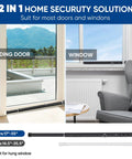 Sliding Door Security Bar Adjustable From 17 To 55 Inches With Rubber Tips Heavy Duty Window Lock Bar For Home Security Ideal For Apartments And Travel 2 Pack Black Durable Alloy Construction For Enhanced Security Easy Install showing installation on door and window.