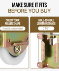 Sliding Mirror Door Rollers Replacement For Wood Framed Doors One And A Half Inch Nylon Concave Ball Bearing Wheel Two And A Half Inch Mounting Hole Height Two Pack Compatible With N 6870 Delivers Smooth Glide And Quiet Operation image showing concave roller and mounting bracket dimensions