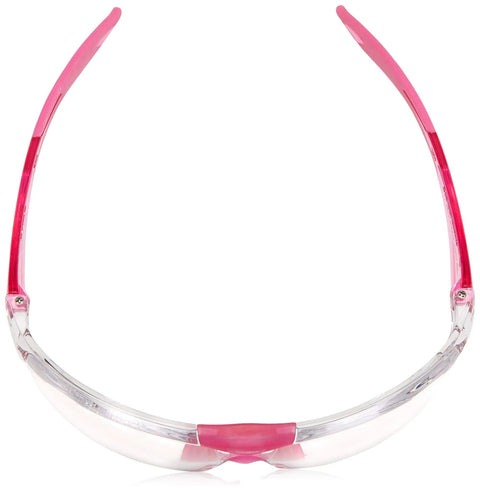 Slim Fit Safety Glasses With Clear Lens Pink Temple Tips Anti Fog Flexible front view displaying design and structure.