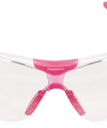 Slim Fit Safety Glasses With Clear Lens Pink Temple Tips Anti Fog Flexible front view