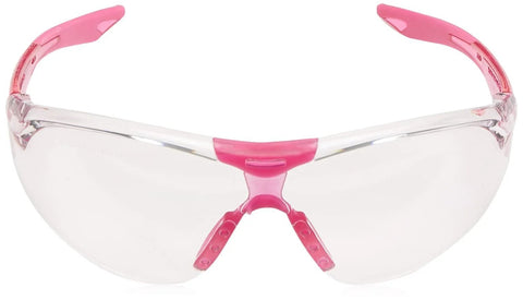 Slim Fit Safety Glasses With Clear Lens Pink Temple Tips Anti Fog Flexible front view