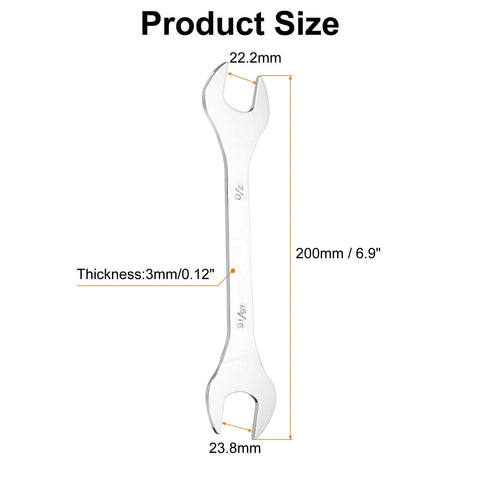 Ultra Slim SAE Open End Wrenches Dual Openings 7/8 by 15/16 Inches, 200mm Length, size diagram and dimensions