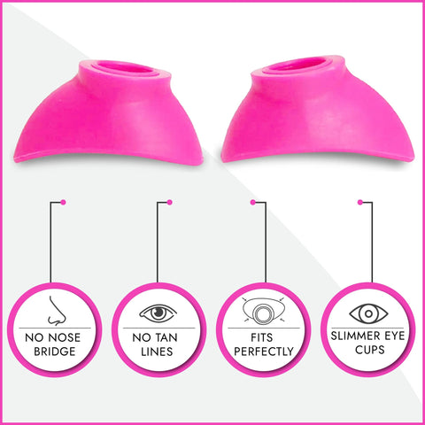 Slim UV Eye Shields For Tanning Beds And Red Light Therapy FDA Compliant Pink with slimmer eye cups, no nose bridge.