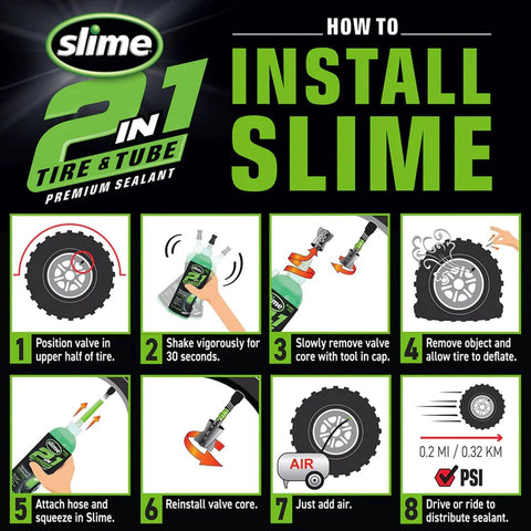 How to install Slime 10193 Tire and Tube Sealant Puncture Repair Sealant, 2-in-1, Premium, Prevent and Repair