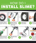 Slime 10011 Flat Tire Puncture Repair Sealant instructions for use on highway vehicles, showing step-by-step installation process.